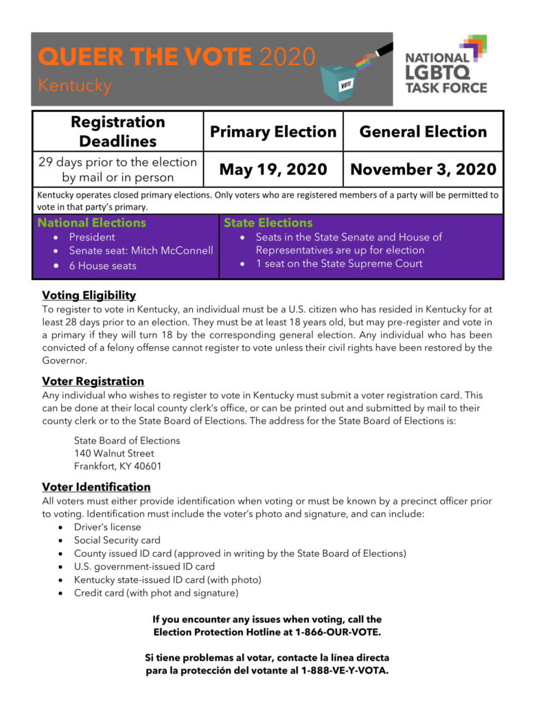 How to Vote in Kentucky The National LGBTQ Task Force Action Fund